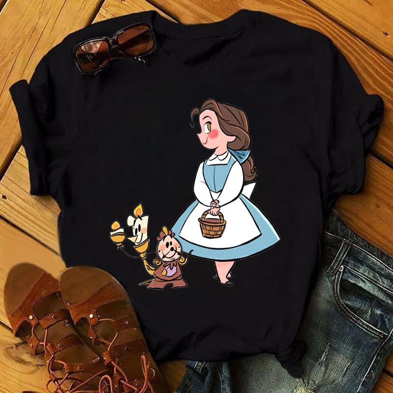 Disney Cartoon Princess Printed Women T-shirt Kawaii Graphic Printed T Shirt Summer Casual Short Sleeve Female Tops Tshirt Tees