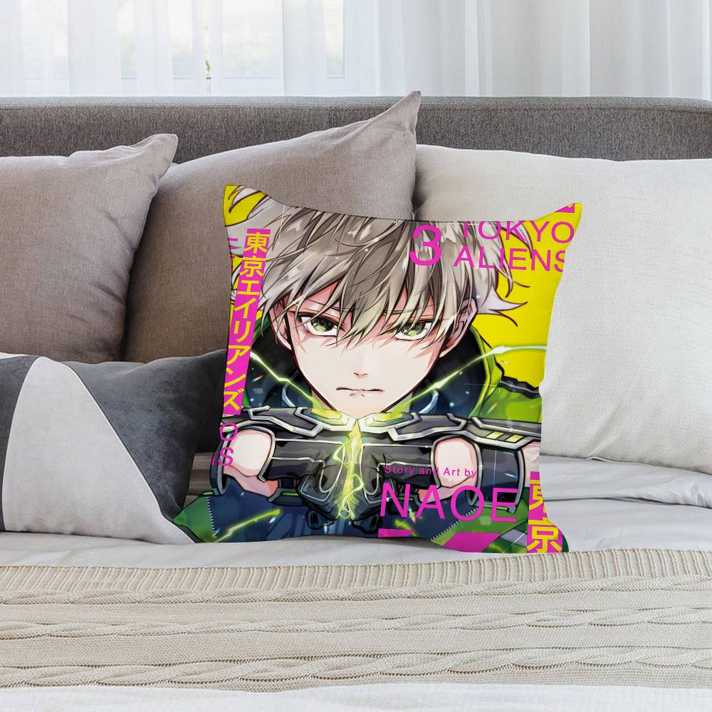 Anime Tokyo A-Aliens Pillow Case Short Plush Double-sided Print Square Throw Pillow Covers Sofa Home Cushion Decor