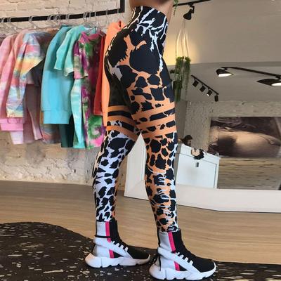Yogahose mit hoher Taille und Leopardenmuster – elastische Passform für Damen für Sport und Fitness