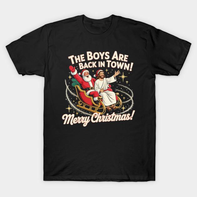 

Men Black Print T-shirt The Boys Are Back In Town No-Cut Transfer Paper Print Cotton Tshirt L