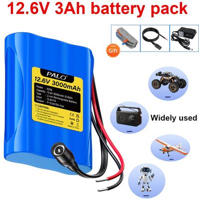 Original 12,6V Akku 12V/12,6V Wiederaufladbarer Li-Ionen-Akkupack 3Ah 12V tragbarer Akku für Geräte RC-Auto Boot DIY Roboter
