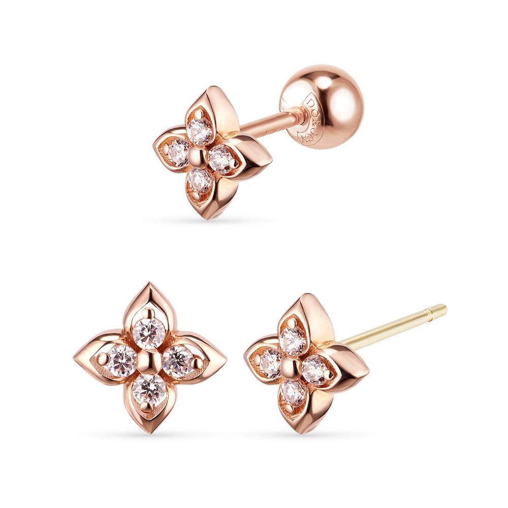 Dorocy 14K Pure Blossom Shine Piercing, Earrings (Lab Diamond)