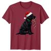 Black Labrador Dog Christmas Holidays Unisexs Unisexs Graphic Tee Santa Hat Lights