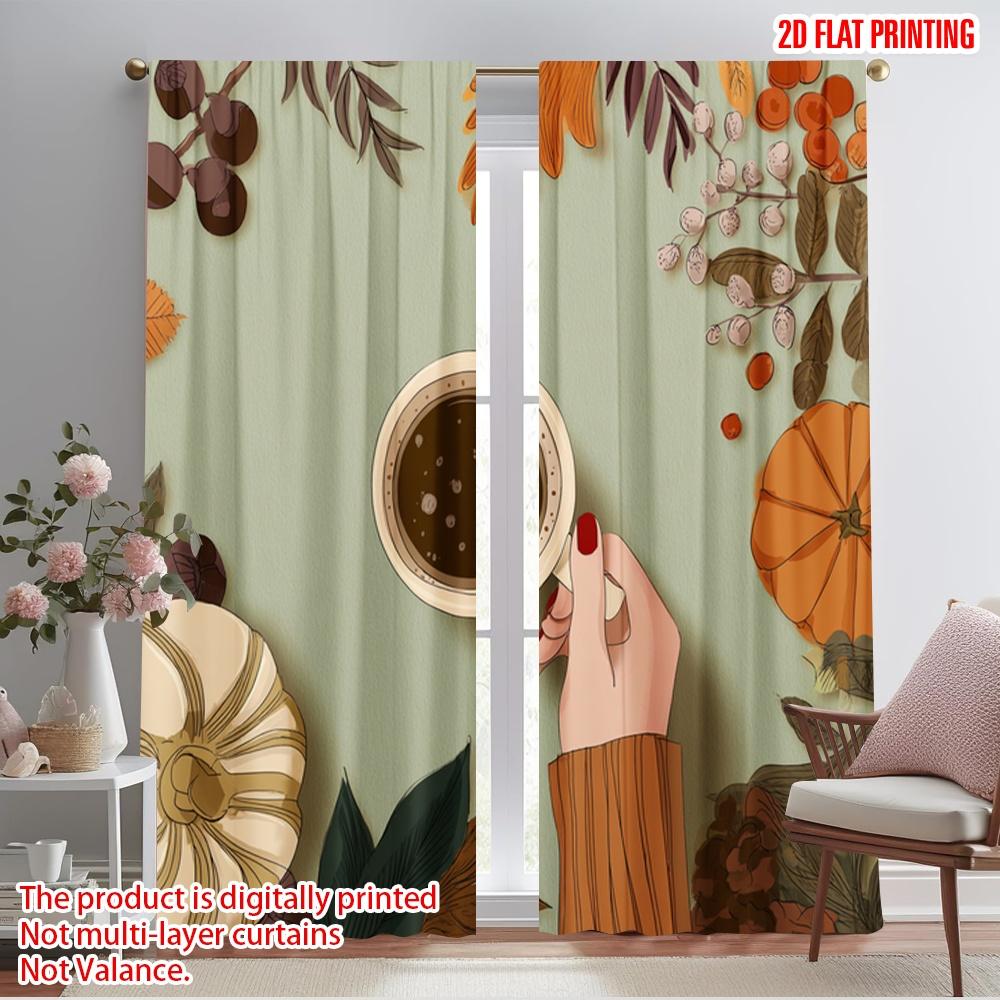 

2pcs,2D plane printing Curtains halloween pumpkin (12) 100% Polyester (without rod) Outdoor Decorations for Bedroom, Office, 52.50×116.00 CM 2pcs