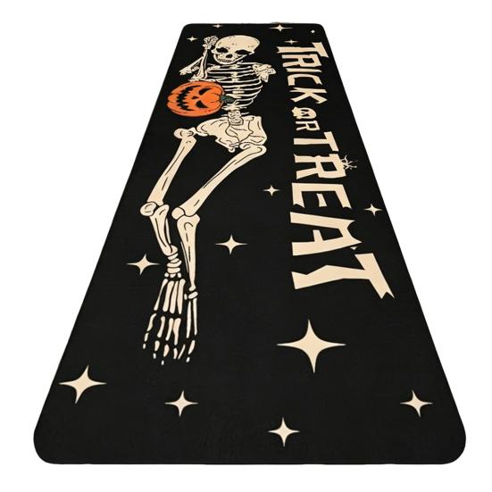Yousheng Halloween Kitchen Rug, Pumpkin Bat Black Cat Non-slip Floor Mat, Spooky Entrance Rug, Festive Decorative Rug for Bedroom Living Room