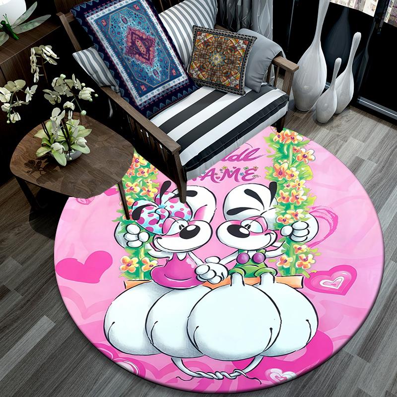 Custom Name,Diddl pattern round rug,Carpet Rug for Living Room Bedroom Playroom ,Non-slip Floor Mat,Holiday Gifts and Birthday Gifts.