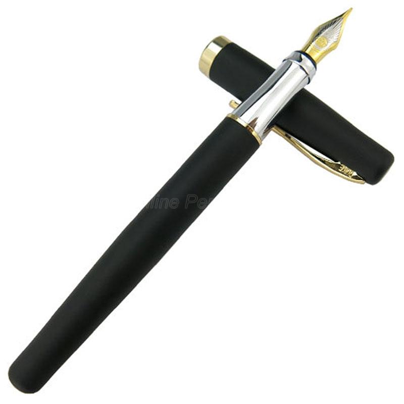 Duke 209 Stainless Steel And Black Medium Nib Fountain Pen Professional School Office Stationery Writing Tool Ink Pen Gift