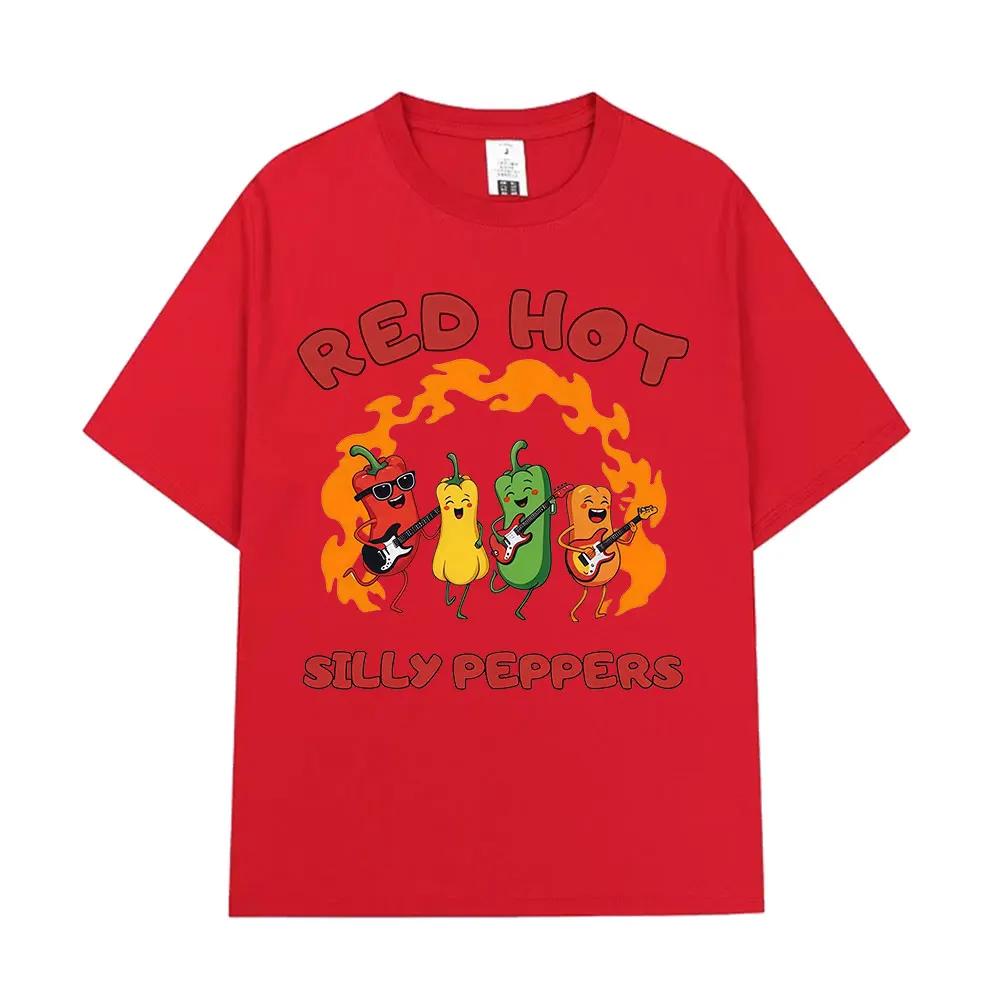 Funny Red Hot Silly Peppers Fashion Graphics Tees Women T Shirts Summer Casual Harajuku Aesthetic Oversized Tshirts