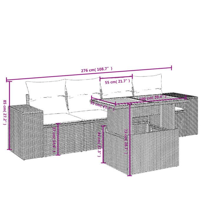 VidaXL Salon de Jardin avec Coussins 5 pcs, Canapés de Terrasse, Ensemble de Meubles de Patio, Mobilier d'Extérieur, Noir 3272512