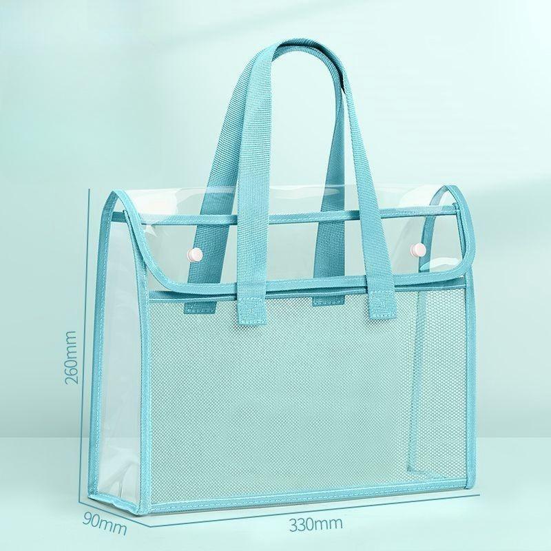 Thickened Tote Bag Document Bag A4 Transparent Waterproof and Durable Student Exam Tutoring Test Paper Homework Book Storage Bag