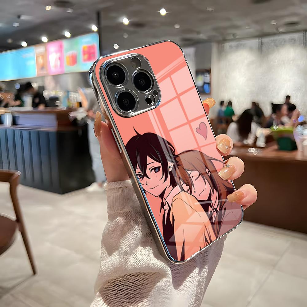Anime Horimiya Phone Case For IPhone 17 Pro Max 15 Pro 16 14 Plus 12 13 Mini 11 Pro Shockproof Electroplated Glass Cover