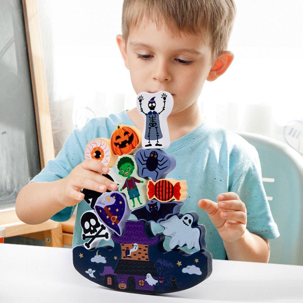 3D Puzzle Christmas Building Blocks Stacking Toy Wood Christmas Stacking Game Children Girls Boys