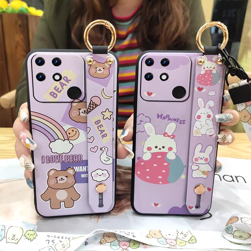 Cute Lanyard Phone Case For OPPO Realme Narzo 50A Shockproof Anti-dust Phone Holder Protective Dirt-resistant Back Cover