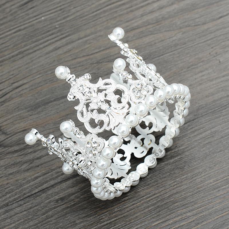 European & American Children's Alloy Crown with Pearls for Weddings & Baking