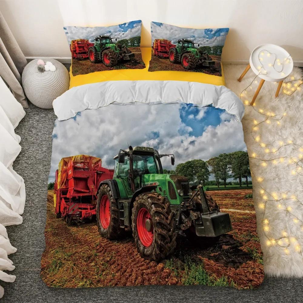 Comforter Rooster Rural Farmhouse On The Country Road With Barn Tractor On Side In Stormy Day Picturedecorative Bedding