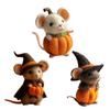 Halloween Pumpkin Mouse Ornament with Witch Hat Handmade Wool Felt Decoration Birthday Parties Props Halloween Decoration