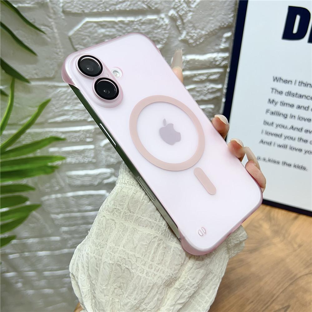 Coque Mate Givrée Fine Sans Bords Pour Magsafe Pour iPhone 16 15 14 Plus 13 12 11 Pro Max Housse en Verre Lentille Magnétique Transparente en PC