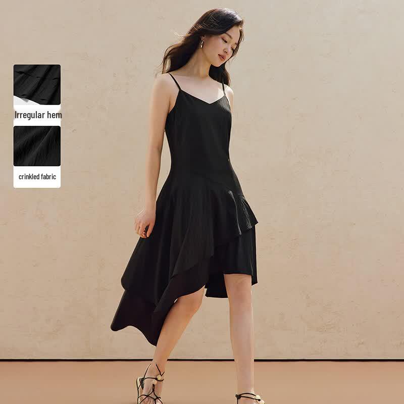 INMAN Women s V-Neck Strap A-Line Dress L