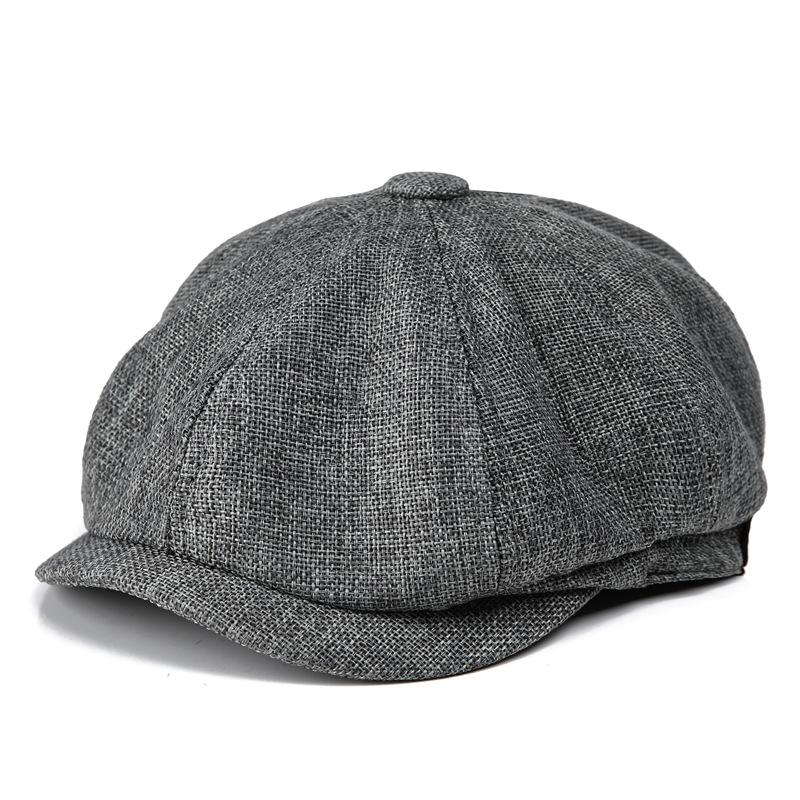 

Hat Beret Men s New Linen British Octagonal Hat Spring Summer Thin Breathable Forward Hat M（56-58cm）