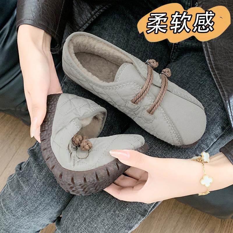 

2025 winter new ethnic style retro velvet beanie shoes women s one-pedal beef tendon soft sole warm mother cotton shoes 42 изумрудный