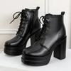 Women's Ankle Boots Platform  Trends Black Short Boot Winter Autumn Leather Gothic Punk Heels Party Shoe Lady Platform Boots