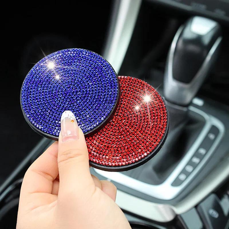 Universal Car Seat Back Hook Pad Hanger Rhinestone Inlaid Water Cup Pad Mount Storage Holder Car Interior Decor Auto Accessorie