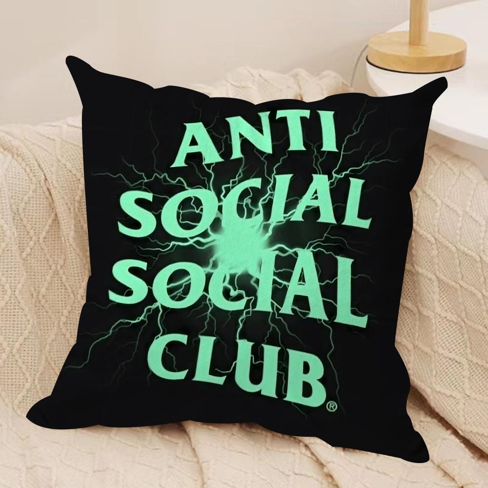 AAnti Social Social Club Cushion Cover Soft Plush Fabric DoubleSided Printed Sofa Cushion Cover for All Seasons Home DecorGift