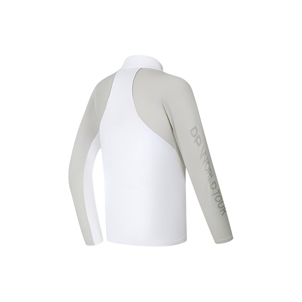 FILA Golf Series Color Block Elite Knitted Long Sleeve Polo Shirt Men tops Jade-White A11M415213F-WT