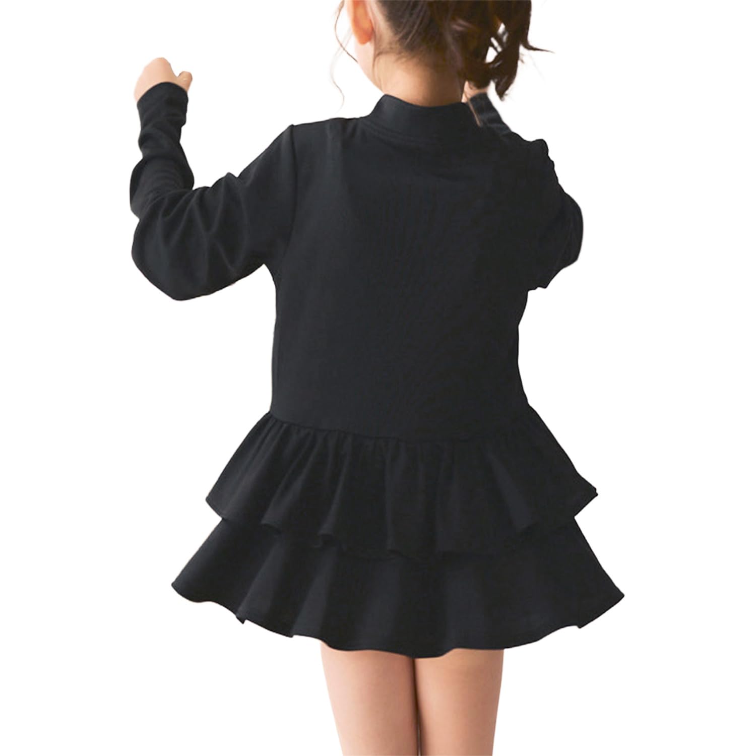 

SPOPAN Back Frill Rash Guard for Girls, 175120, Black, 110