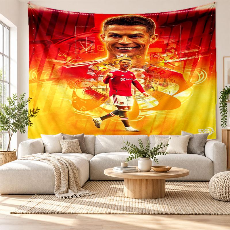 Cristiano Ronaldo Wall Tapestry, Soft Fabric Wall Hanging, Decorative Backdrop For Bedroom Home Wall Art