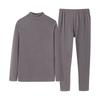 Men's Stylish Warm Turtleneck Velvet Long Sleeve Top And Pants Suit