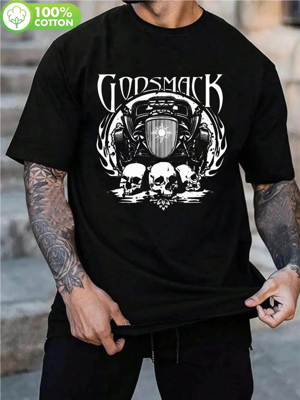 

Godsmack Short Sleeve Graphic T-shirt - Lighting Up The Sky Album Design with Skull & Flame Artwork L