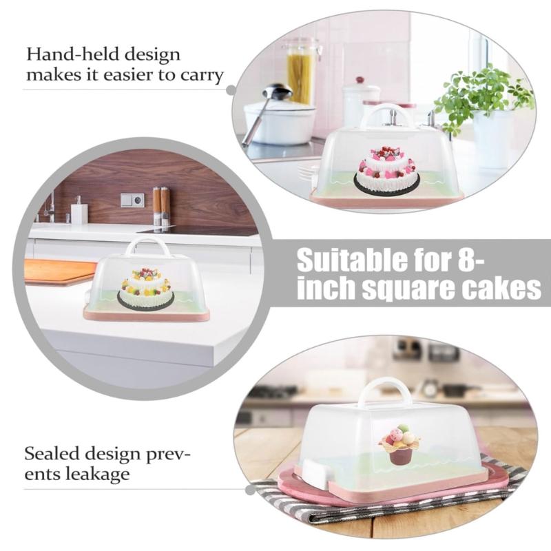 Transparent Cake Storage Box With Handle For Baking Snacks Bread Dust Proof Food Container For Kitchen Countertops