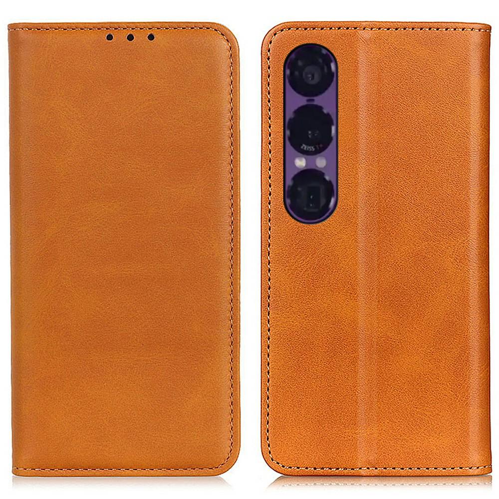 

For Sony Xperia 1 VII Case Split Leather Flip Wallet Phone Cover Brown