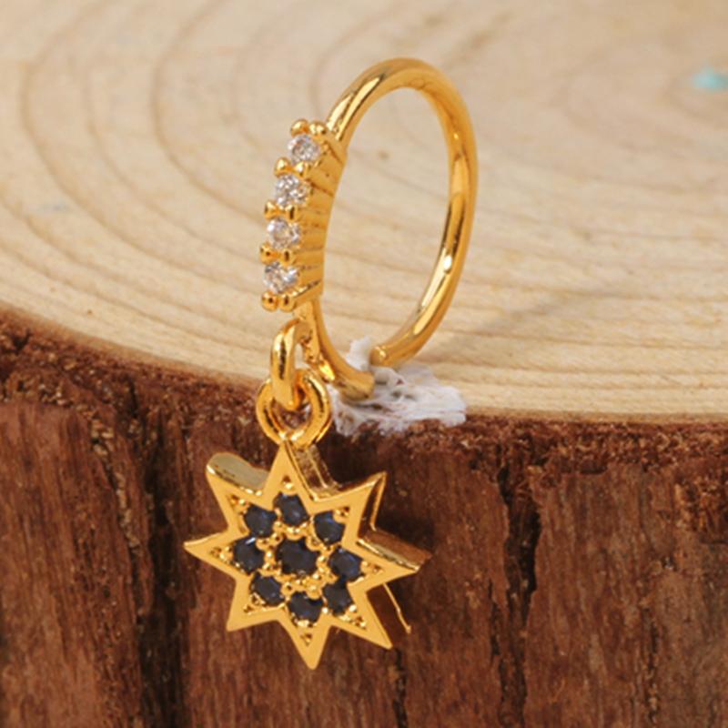 Gold Plated Pendant Nose Ring Hoop for Women Crystal Nose Hoop Protection Jewelry Nose Piercing Cartilage Earring Piercing