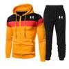 Men's Plus Size Casual Three-Color Short Sleeve Zipper Hoodie Set for Spring and Autumn