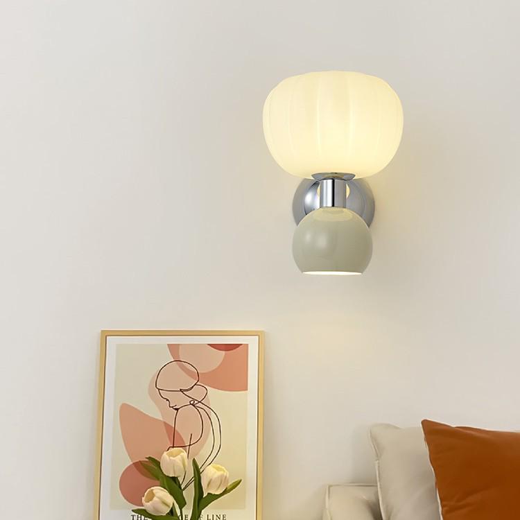 Modern Minimalist French Cream Pumpkin Wall Light for Bedroom or Corridor