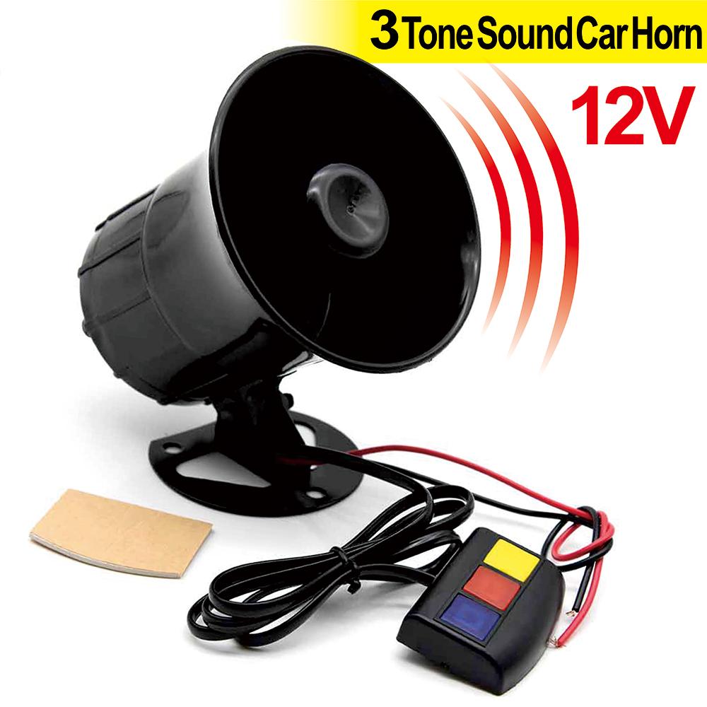 12V Car Motocycle 3 Tone Sound Loud Car Warning Alarm Speaker Siren Air Horn Loudspeaker Car Electric Horn 12V 20W Universal