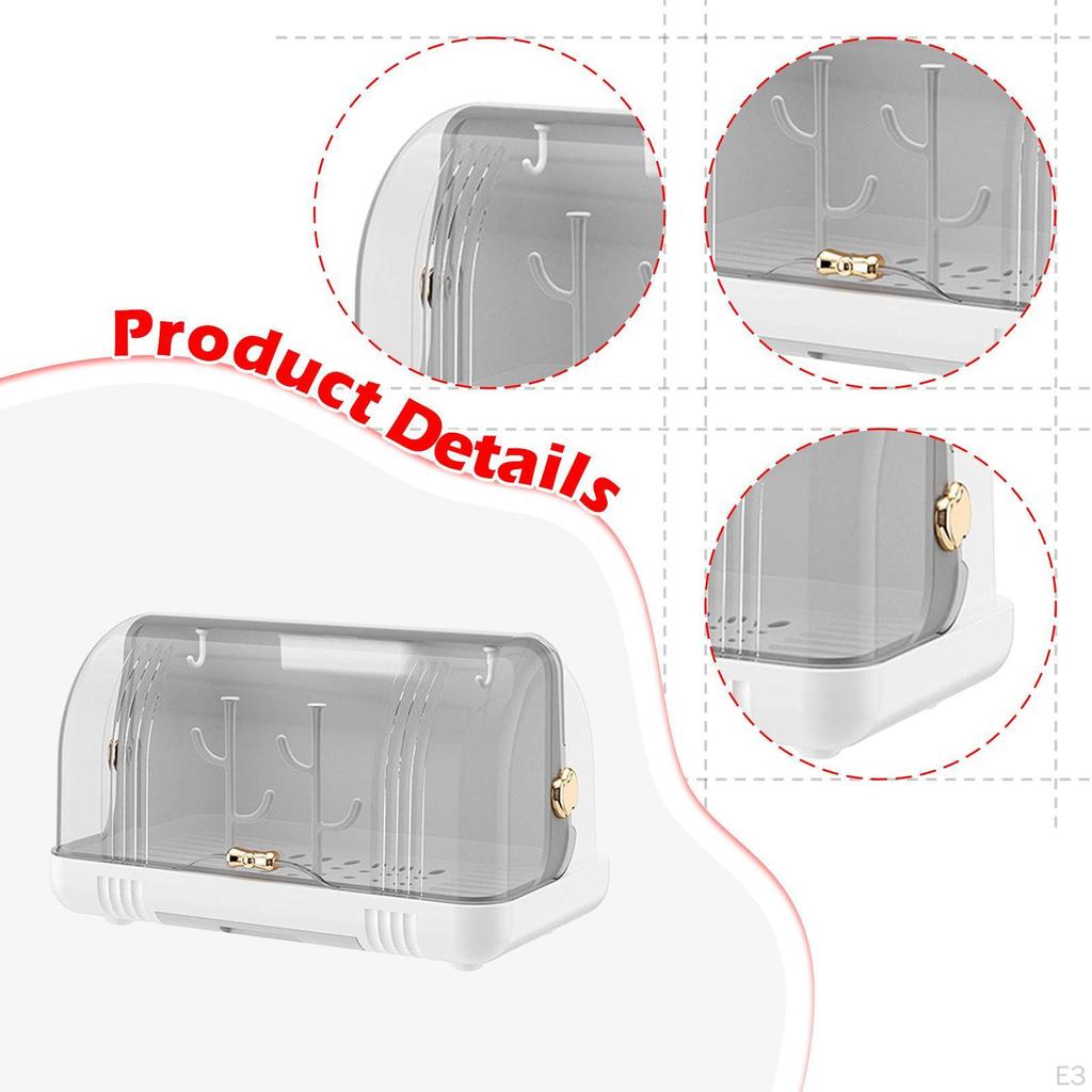 Rack Dustproof Cup Holder Portable with Drainage Base Tableware Storage Box for Tea Cups Bowls