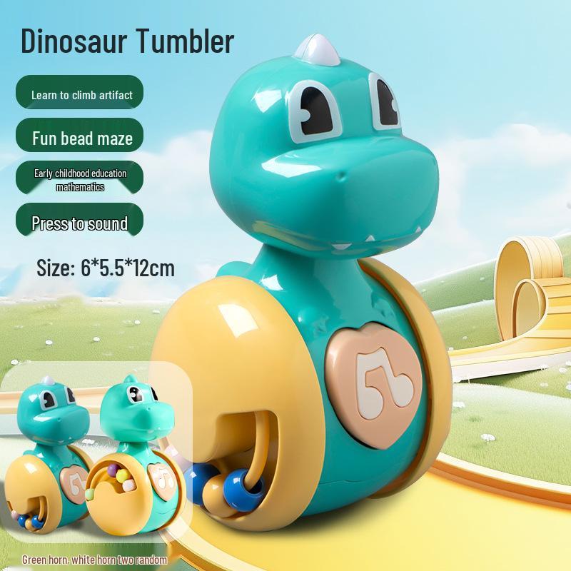 Toddler Toys 9-12 Months: Cartoon Dinosaur & Fawn Sliding Roly-Poly Soothing Toy