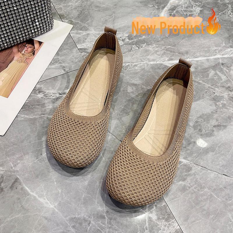 

Женские слипоны на плоской подошве с круглым носком, весна/лето 2024: Удобная мягкая подошва и дышащий плетеный дизайн 35 коричневый