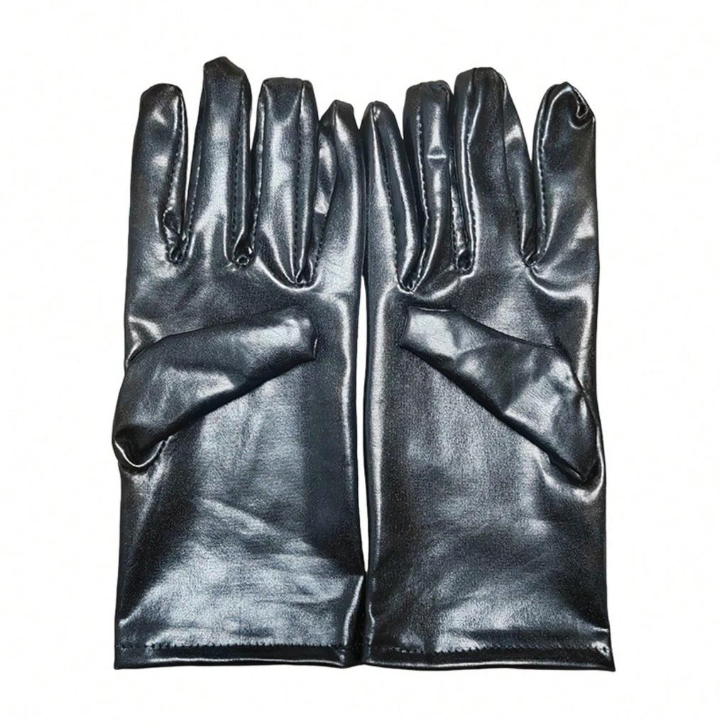 Dark Lolita Gothic Sexy Punk Lacquer Leather Gloves Women's Short Black Party Stage Comic Exhibition cosplay Cool