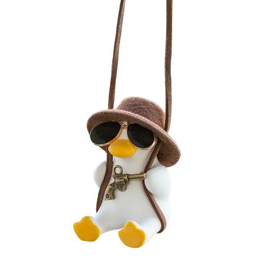 Swing Duck Car Hanging Decoration Home Office Auto Rearview Mirror Cartoon Duck Hanging Ornament Animal Pendant Birthday Christmas Gift