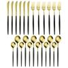 304 Stainless Steel Tableware Set Western Black Gold Cutlery Set Knives Fork Dessert Spoon Dinnerware Set Kitchen Silverware Set