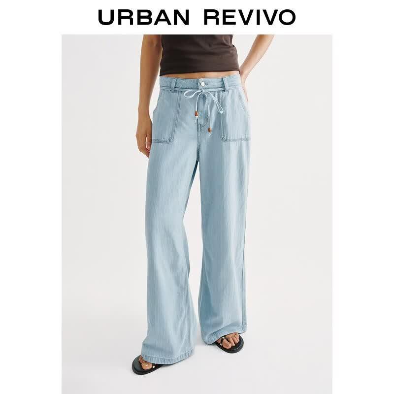 UR Women s Striped Tie-Waist Wide-Leg Jeans 27
