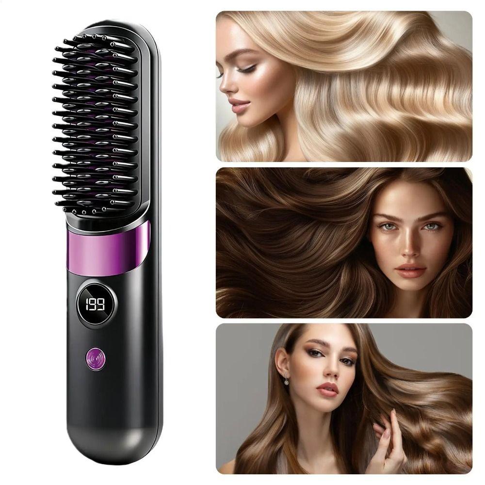 LCD Display Portable Hair Straightener Ceramic Coating Electric Straightening Comb Family Use