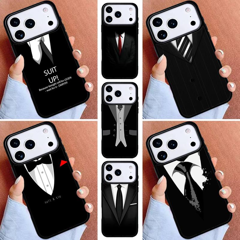 Man Suit Shirt Tie Phone Case for iPhone 17ProMax 12 13 14 15 16e 17 Pro Max Plus Air Cover