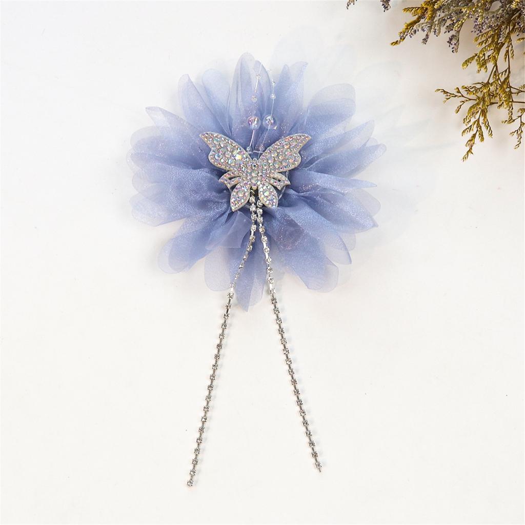 Blumen Perlenstoff Applikation Kristall Aufnähen Brosche Haarspange für Hochzeit/ Abendkleid Kleidung Brosche