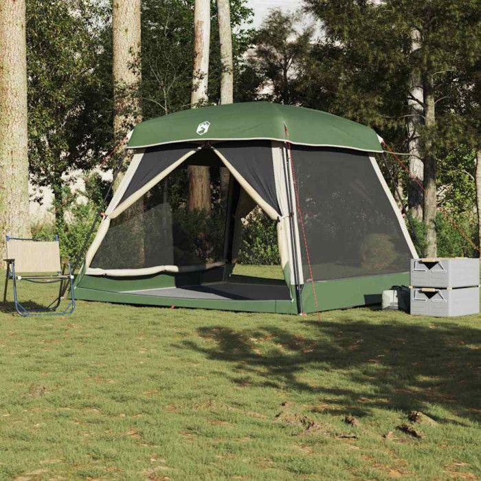Tente familiale - Imperméable - 6 personnes - Vert - Dimensions 317x317x225 cm - Montage manuel