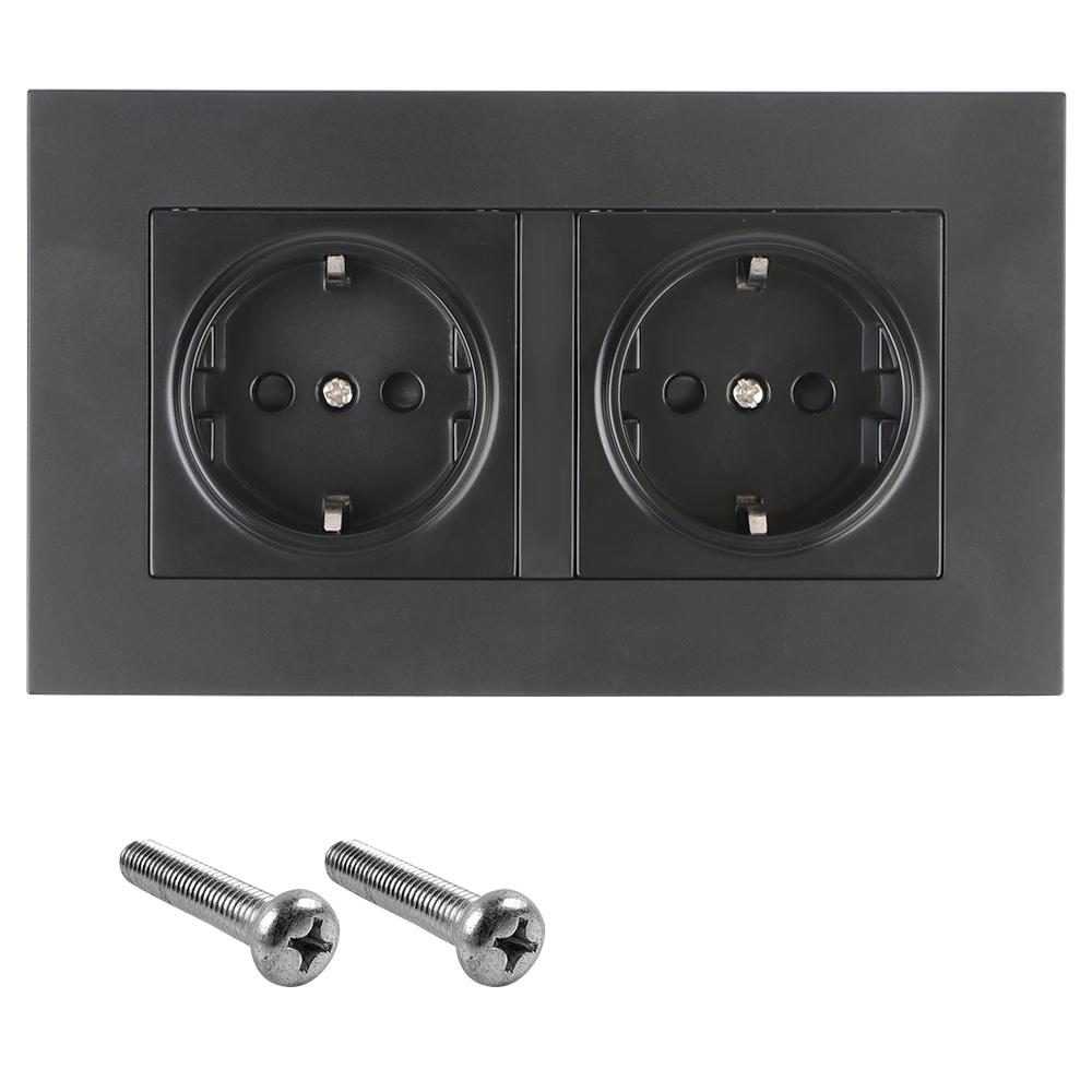 

Настінна розетка 16A Електрична розетка Подвійна панель розеток Розетка ЄС Сховати світлодіодний індикатор Настінна Німеччина Розетка Багатостороння вилка живлення Заземлена чорний